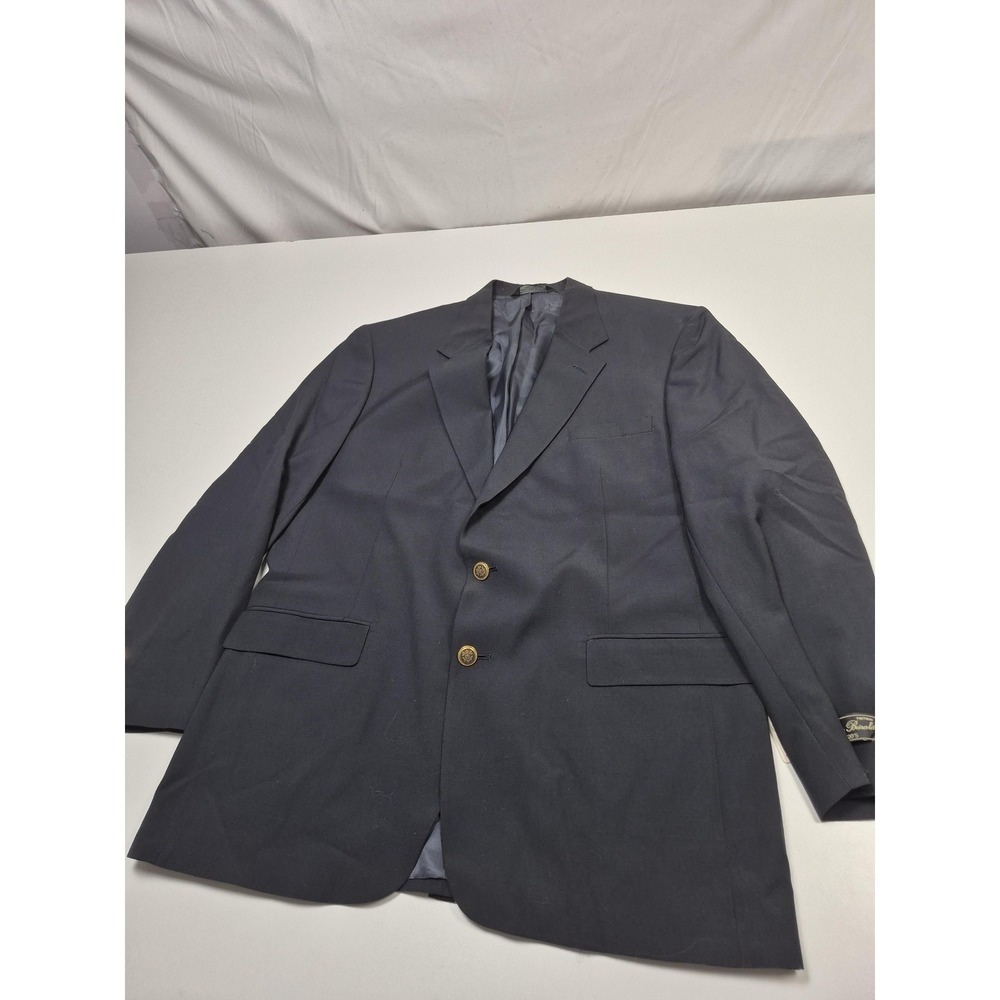 John Alexander Blazer Mens 44 Long Blue 100% Wool 2 Button Gold Buttons NWT